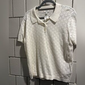 J. Crew Cream women’s sweater Button Down Polo Shirt size XL